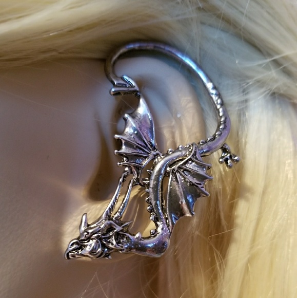 Playful Dragon Ear Cuff ~ for Peirced left ear - Picture 2 of 4